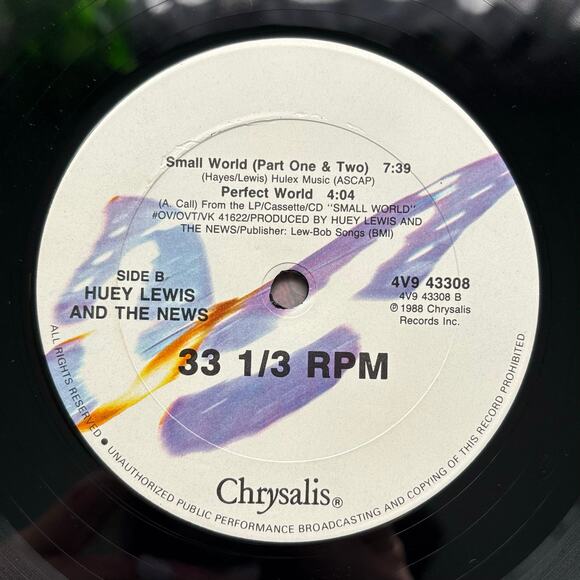 Vintage Huey Lewis & The News Small World Vinyl Record - Picture 7 of 7